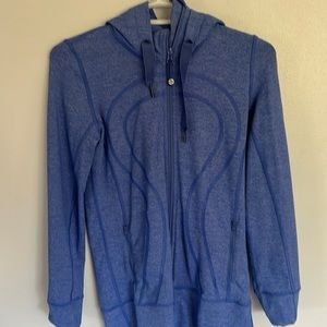 Blue lulu lemon athletic zip up with hood